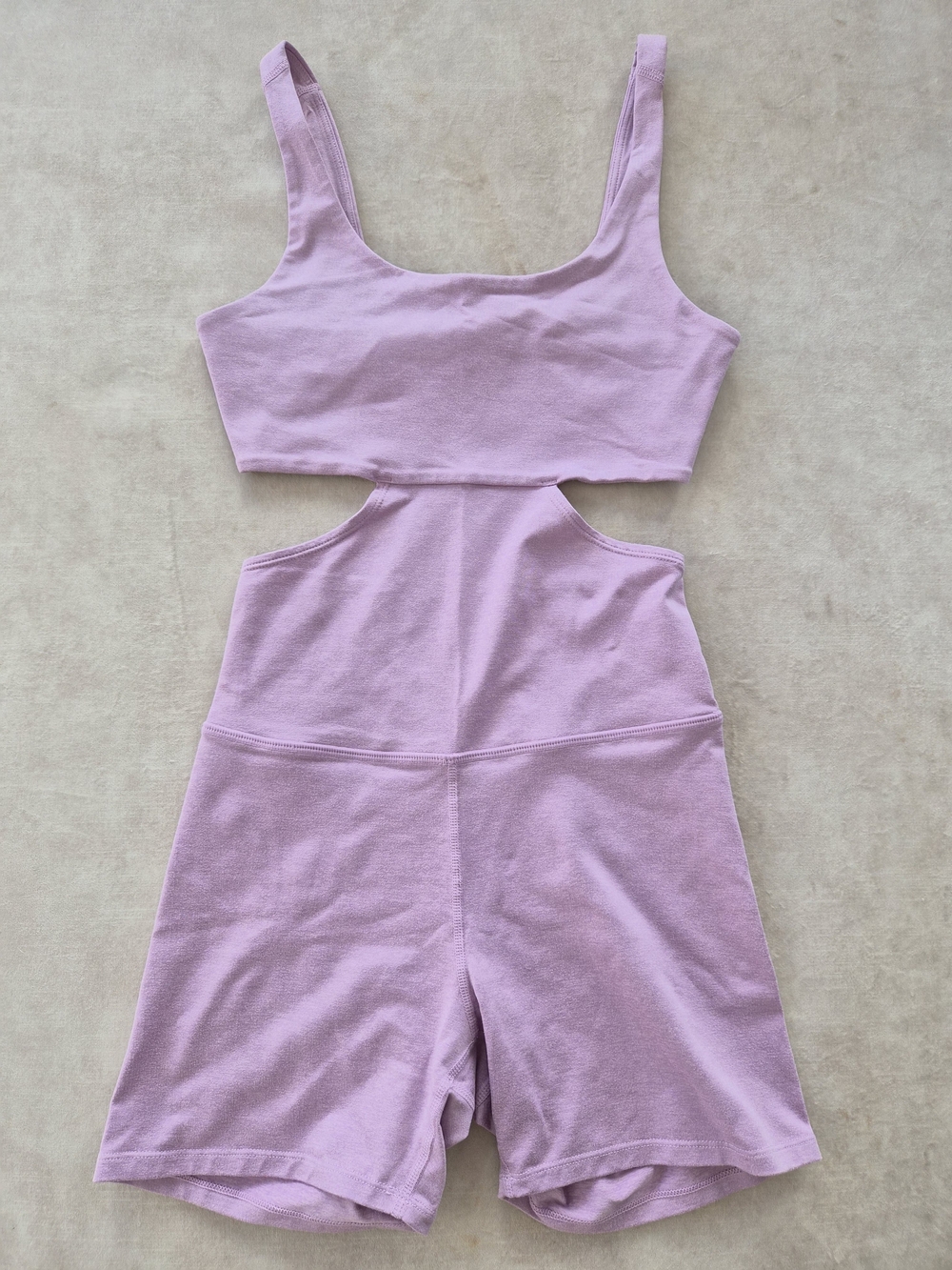 WellBeing-BeingWell Lavender Cut-Out Athletic Onesie Romper - XXS